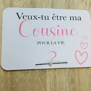 Carte annonce grossesse demande veux tu être ma cousine-avec bracelet personnalisé breloque pendentif cœur couleur au choix-promue cousine