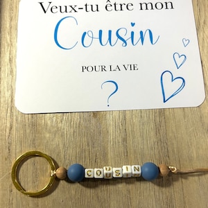 Carte annonce grossesse demande veux tu être mon cousin - avec porte clef personnalisé couleur au choix -devenir cousin-avec enveloppe