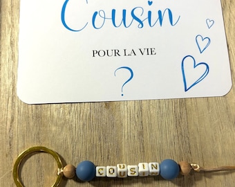 Carte annonce grossesse demande veux tu être mon cousin - avec porte clef personnalisé couleur au choix -devenir cousin-avec enveloppe