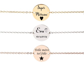 Feines Medaillenkettenarmband - personalisiertes Damenarmband - Vornamenarmband - personalisierter Damenschmuck - personalisiertes Muttertagsgeschenk