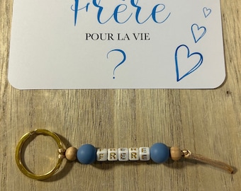 Carte annonce grossesse demande veux tu être mon frère  - avec porte clef personnalisé couleur au choix -promue grand frère -avec enveloppe