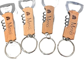 Personalized wooden lemonade key ring - bottle opener knife corkscrew - Father's Day - bachelorette party wedding gift