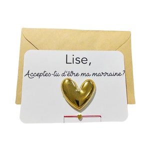 Carte annonce grossesse personnalisé-demande veux tu être ma marraine-broche cœur personnalisé et bracelet pendentif cœur-devenir marraine