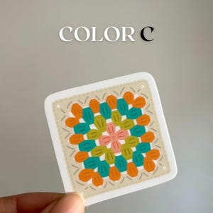 Mini Granny Square Crochet Sticker: Cozy Vinyl Decal Color C