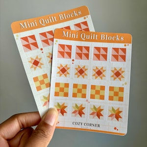 Mini Quilt Blocks Sticker Sheet: Cozy Planner Journal Stickers