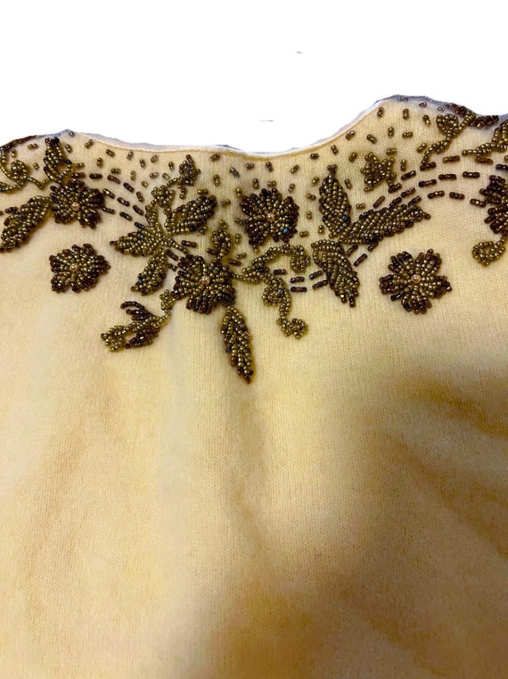 Vintage Chen Sisters Cream Embroidered Sweater 19… - image 3