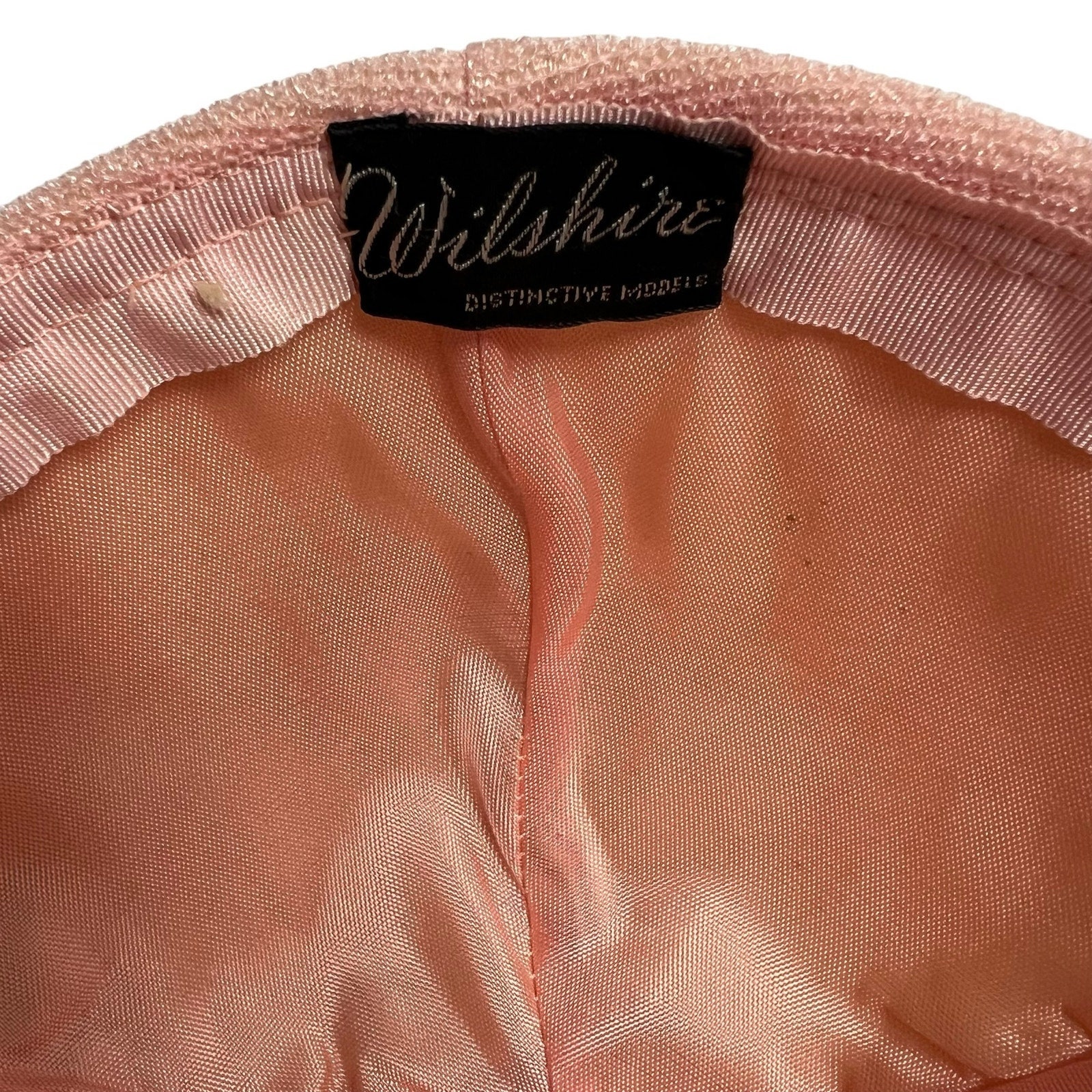 Vintage Wilshire Pink Sequined Thread Hat with Navy Blue Veil Circa 1940s Vintage 1940 main image 4