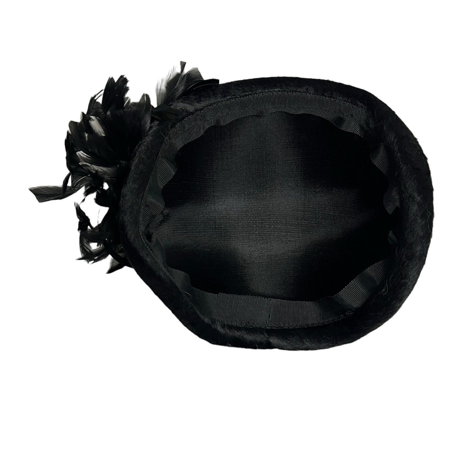 VINTAGE BLACK HAT FASCINATOR FEATHERS MADE IN USA 100% WOOL COSPLAY Vintage Black Wide Brim Hat With Feathers - Etsy main image 4