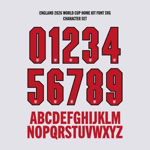 Fuente SVG para la equipación local de Inglaterra para el Mundial 2026 - Descarga digital