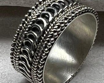 Authentic Handmade 925  Silver Ring: Yemenite Filigree Textured Band Timeless Minimal Design