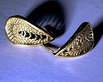 Handmade Sterling GOLD Teardrop Earrings: Yemenite Filigree Design .Timeless Elegance