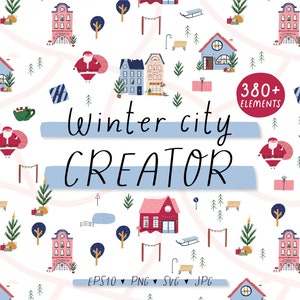 Winter Stadt Schöpfer - Weihnachtsvektor + Canva