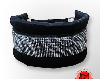 Black Velvet Sparkle Zebra Padded Coat Saver Martingale Collar