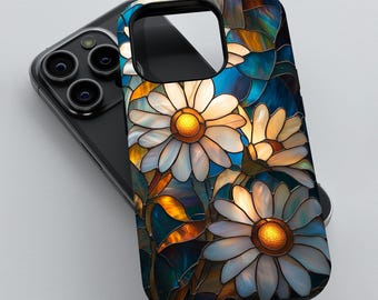 Stained Glass Daisy Phone Case, 3D Wrap Cover