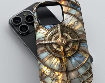 Stained Glass Compass Phone Case, 3D Tough Protective Cover