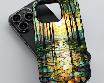 Stained Glass Forest Phone Case, 3D Tough Cover