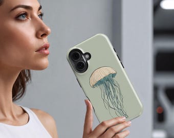 Pastel Green Jellyfish Phone Case, 3D Wrap Cover