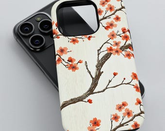 3D Cherry Blossom Phone Case, Elegant Sakura Floral Tough Cover