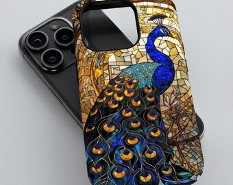Stained Glass Peacock Phone Case, 3D Wrap, Tough Cover