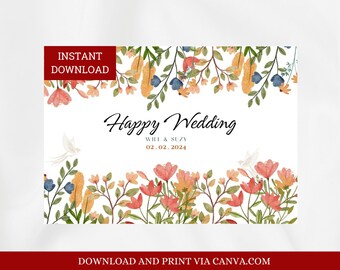 Personalised Wedding Card, Wedding Congratulations Card, Card for Bride & Groom, Just Married Card, Wedding Greeting Card