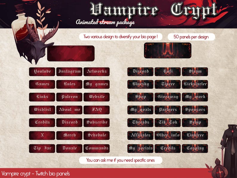 Vampire Crypt Animated Stream Overlay: D&D Gothic Twitch Package ...