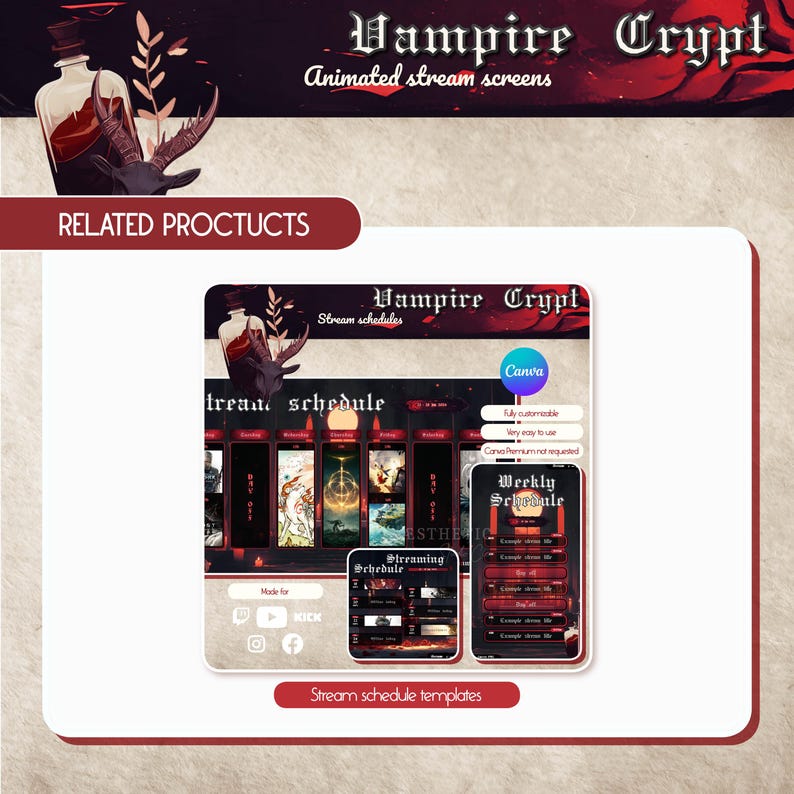 Dungeon and Dragons Vampire Crypt Animated Stream Screens: D&D Gothic ...