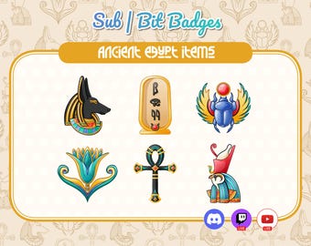 Egyptian items Twitch badges. Anubis ankh sub badges. Pyramids of Cheops Twitch channel points. Horus Twitch sub badges. Egypt Twitch assets