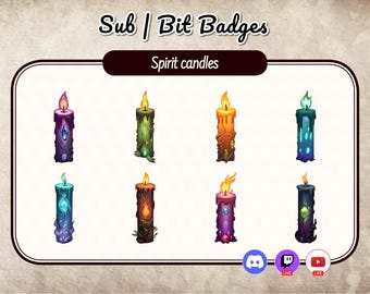 Dungeon and dragons spirit candles with gemstones Twitch badges. DnD vampire Twitch channel points. Magic Twitch sub badges.  Twitch assets