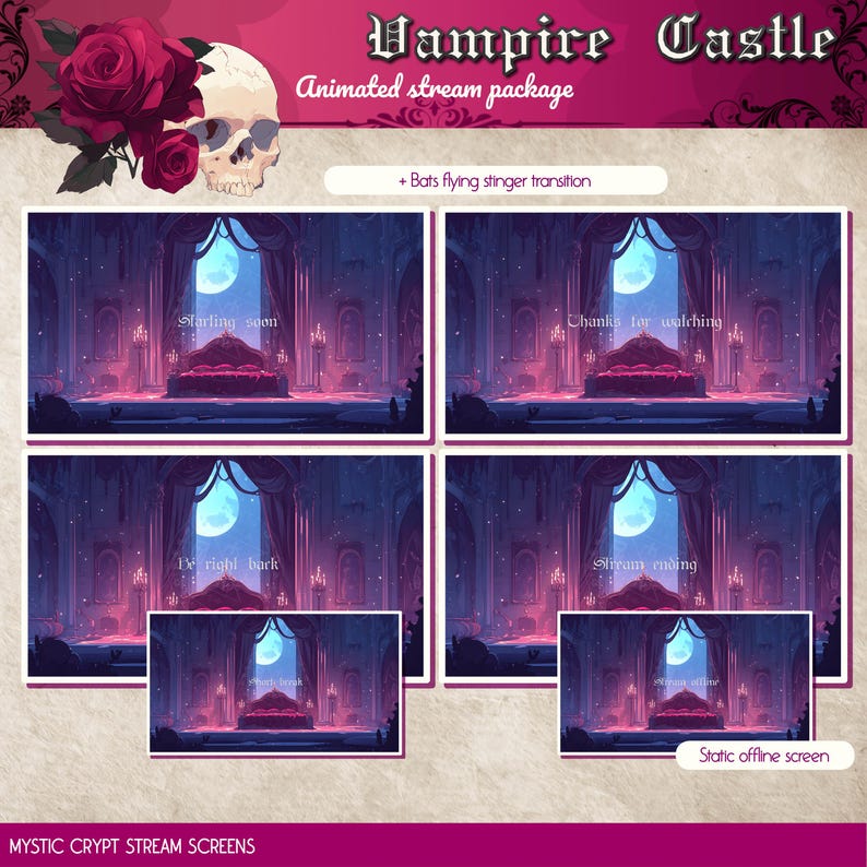 Vampire Castle Full Stream Package: Gothic D&D Twitch Overlay (digital ...