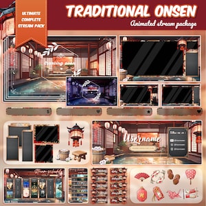 Pacote de fluxo completo japonês onsen ULTIMATE. Sobreposição de fluxo, transição de fluxo, alertas de contração... Fontes termais no Japão, pacote de sobreposição de contração