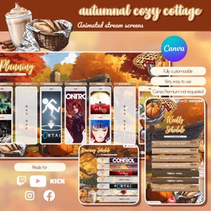Cottagecore Stream Schedule Template: Autumn Vtuber Canva (Digital Download)