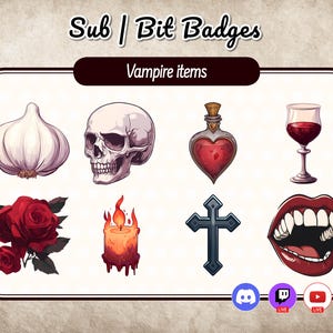 Vampire Twitch Badges: Dungeons and Dragons Gothic Sub Badges (Digital Download)