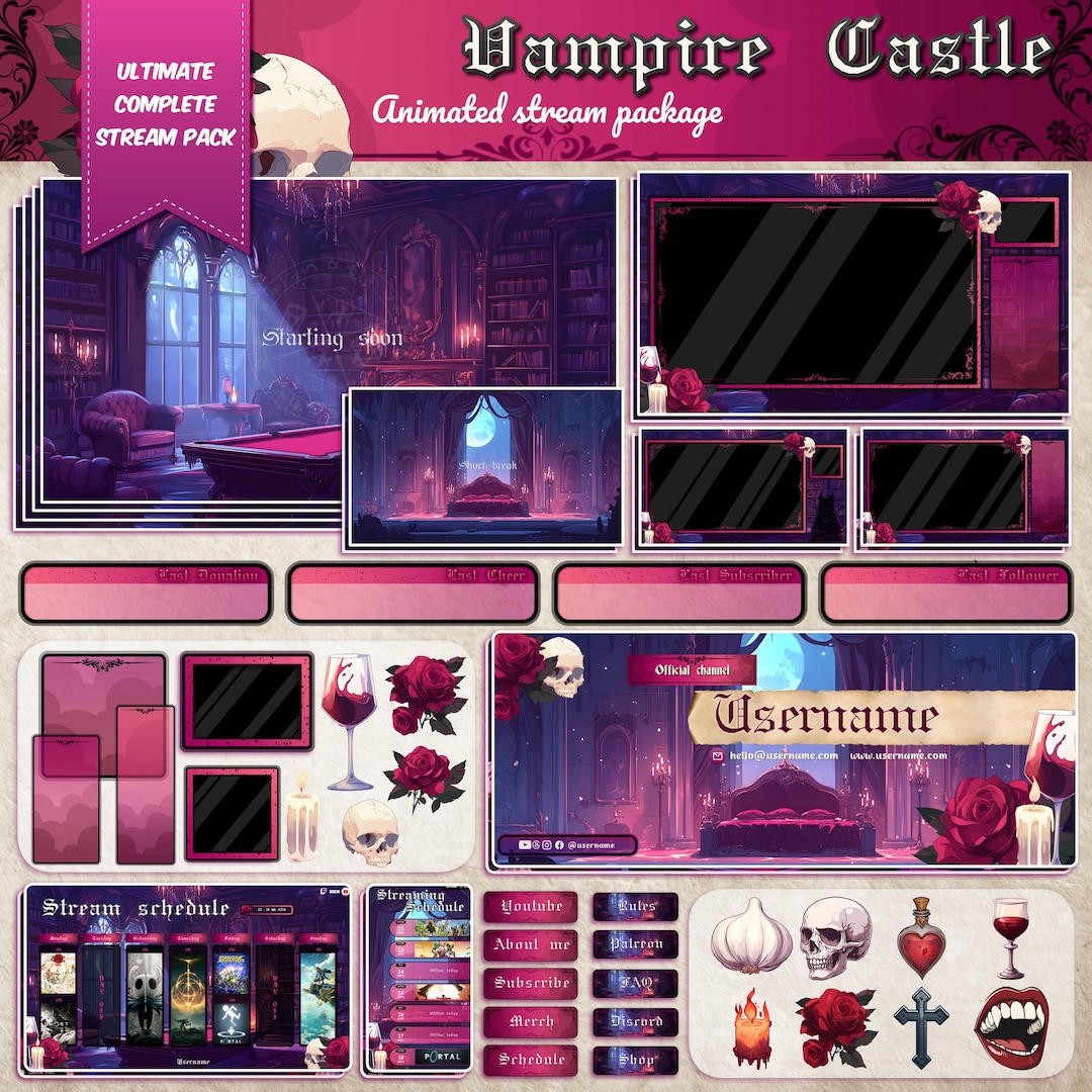 Vampire Castle Full Stream Package: Gothic D&D Twitch Overlay (digital ...