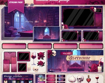 Vampire Castle Full Stream-pakket: Gothic D&D Twitch-overlay (digitale download)