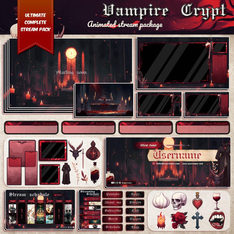 Vampire Crypt Full Stream Package: Gothic D&D Twitch Overlay (digital ...
