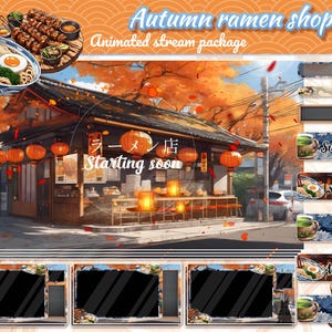 Autumn Ramen Shop Animated Twitch Overlay Package (Digital Download)