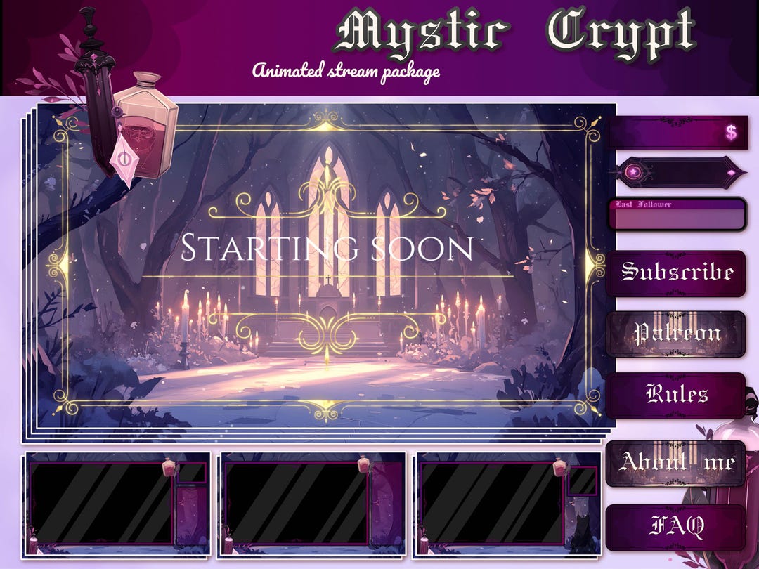 Gothic Crypt Animated Stream Overlay: D&D Twitch Package (digital ...