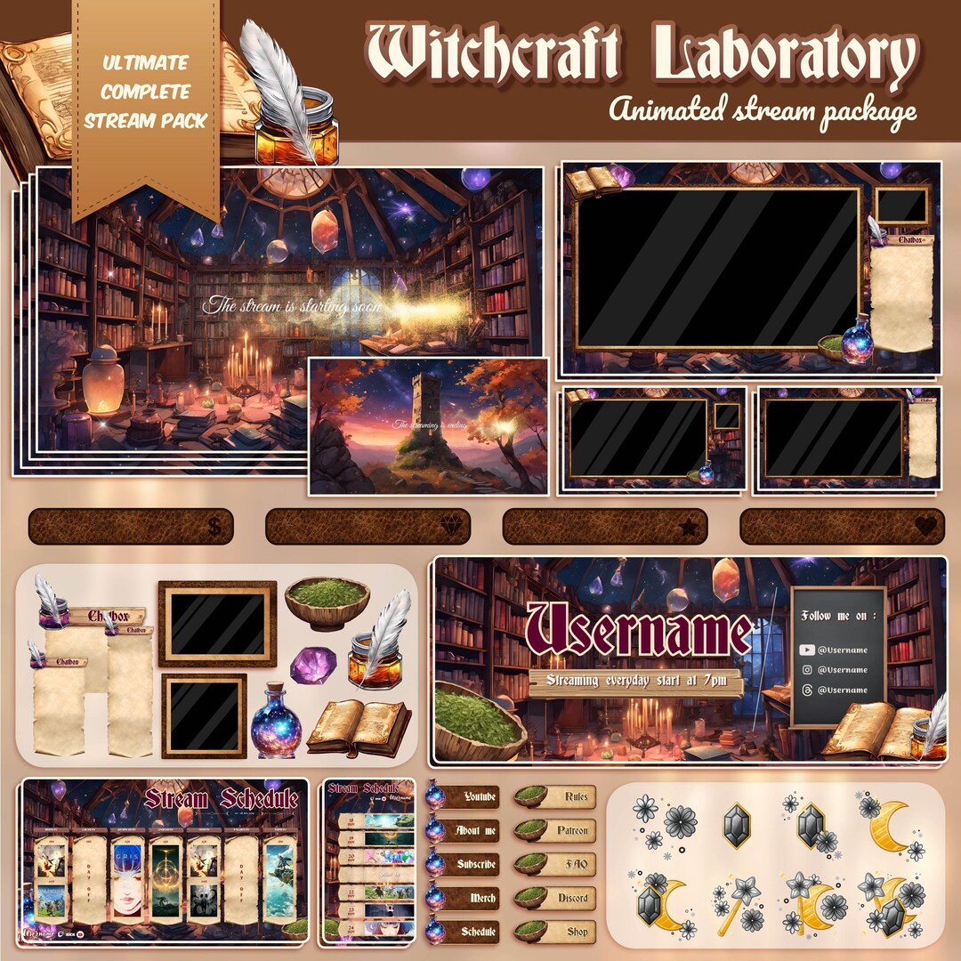 Witchcraft Laboratory Stream Package: Animated Twitch Overlay - Etsy