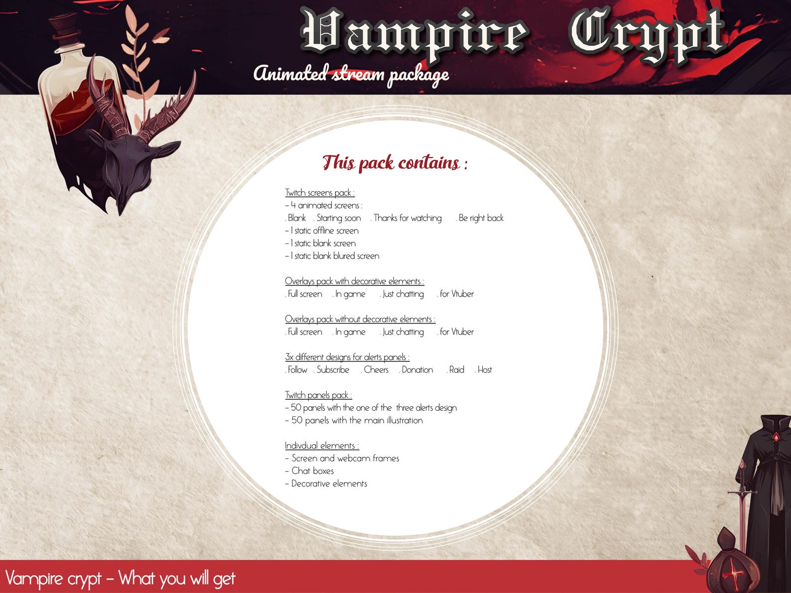 Vampire Crypt Animated Stream Overlay: D&D Gothic Twitch Package ...