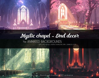 Dungeon and Dragons Mystic Chapel Twitch / Youtube / Kick Animated Backgrounds: D&D Gothic Church Stream Decoration (Digital Download)