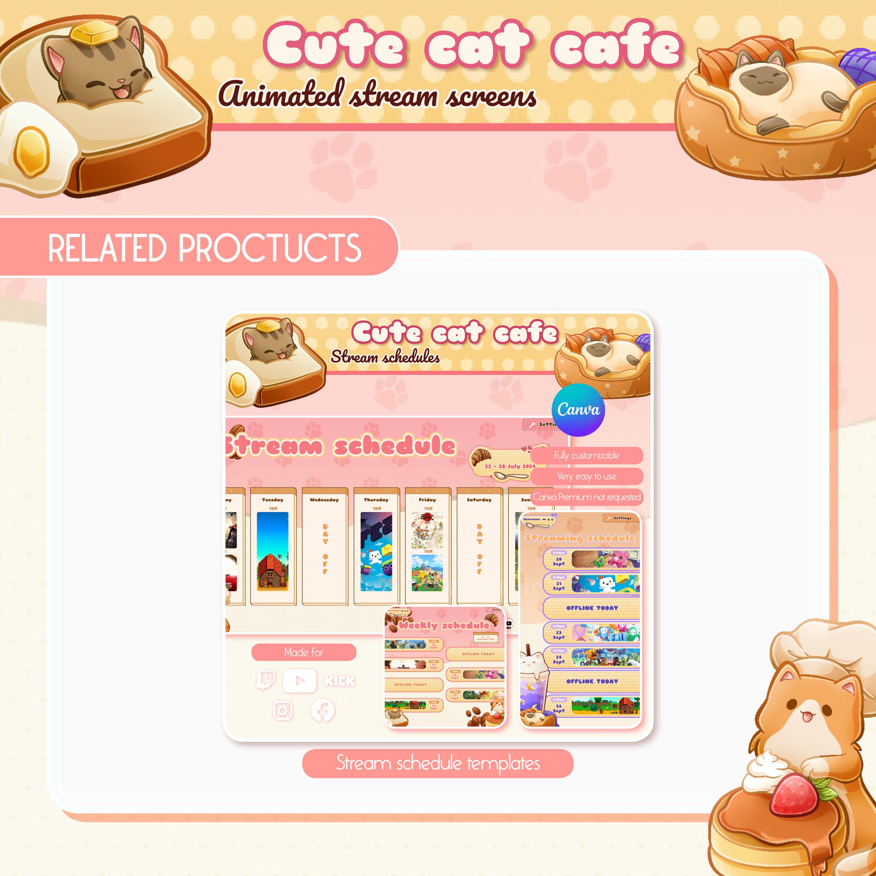 No AI Cute Cat Cafe Twitch Streaming Background. Kitten Coffee Shop ...