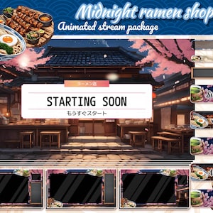 Spring Ramen Shop Animated Twitch Stream Package (Digital Download)
