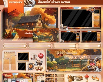 Cozy Cottage Autumn Full Stream Package: Animated Overlays & Alerts (Digital Download)