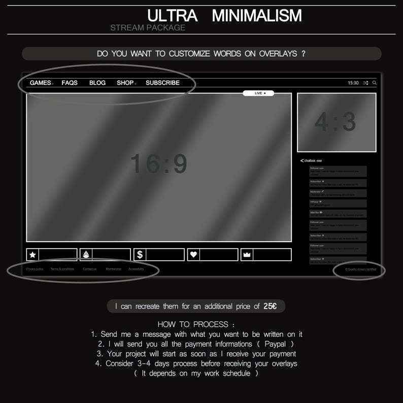 Ultra Minimalist Animated Twitch Stream Package : Minimal Black and ...