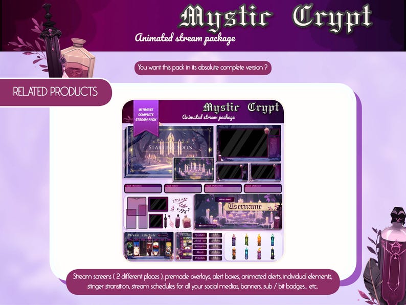 Gothic Crypt Animated Stream Overlay: D&D Twitch Package (digital ...