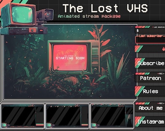 Retro Horror Twitch Overlay Package: Animated VHS Stream Assets (Digital Download