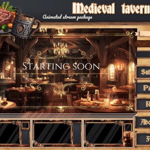 Pack de diffusions animées Twitch D&D Medieval Tavern : superpositions de RPG Dungeon and Dragons (téléchargement numérique)