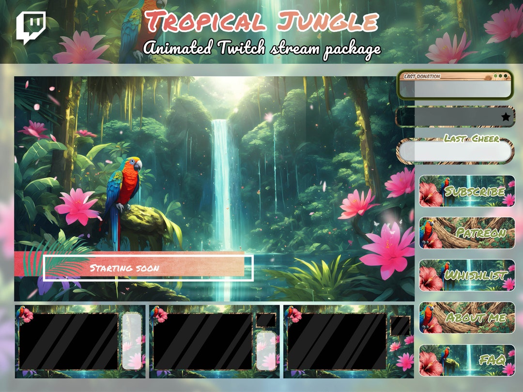 Tropical Jungle Animated Twitch Stream Package (digital Download) - Etsy