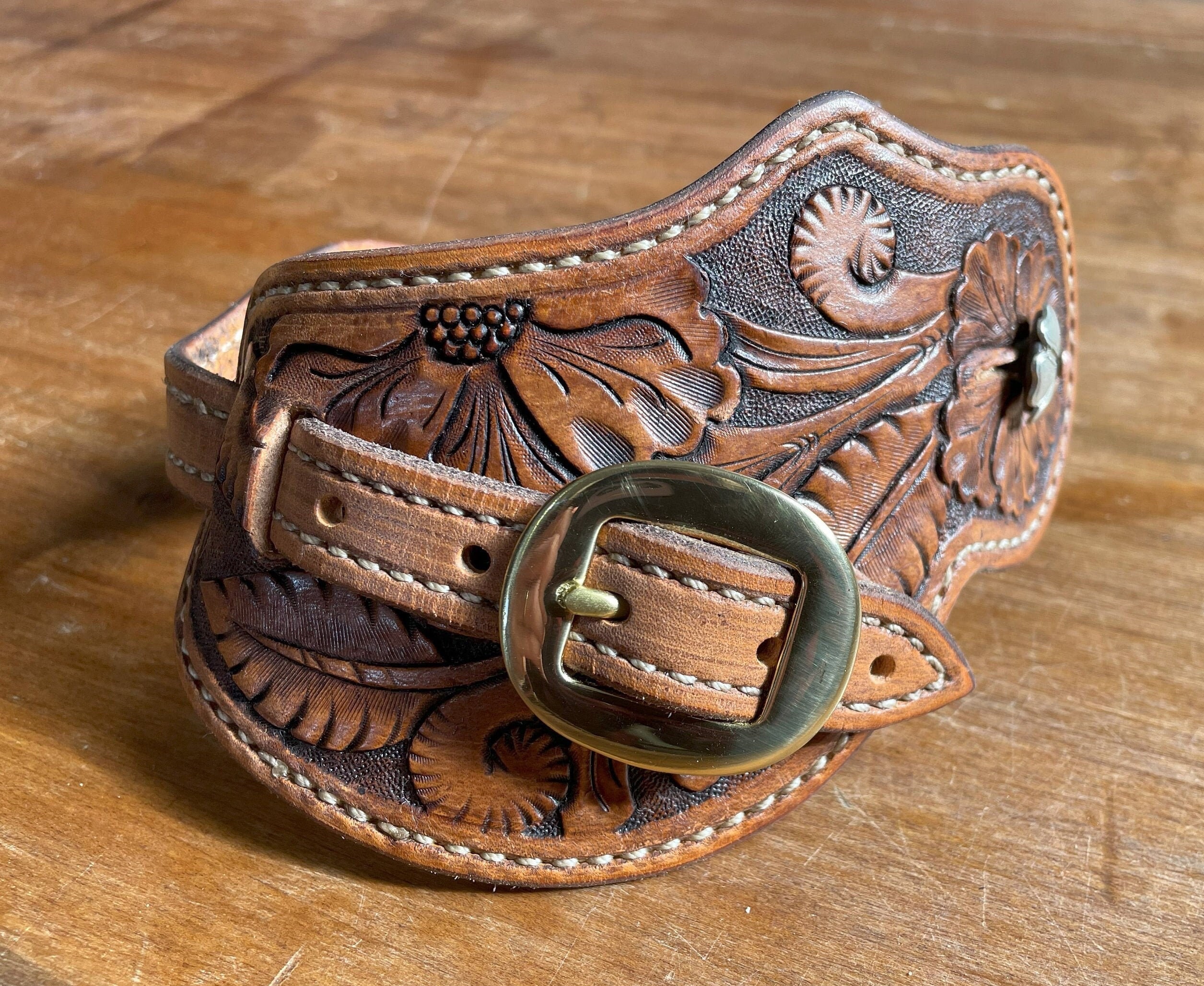 Western Leather Spur Straps, Custom, Tooled, Handmade, Floral, Initials
