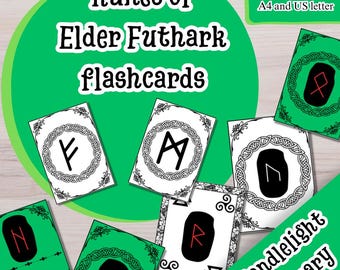 Elder Futhark. Learn the ancient Germanic runes with this set of atmospheric, printable flashcards.